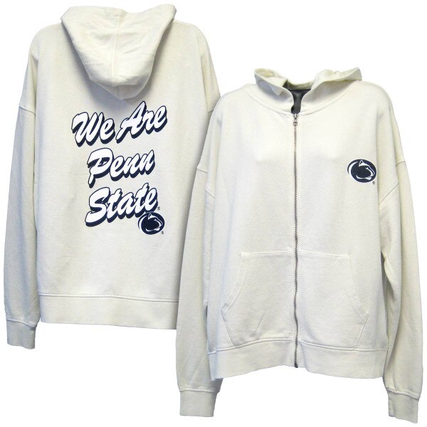 women's white full zip hooded sweatshirt We Are Penn State on back